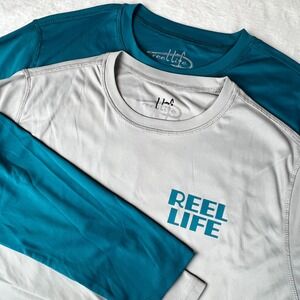 Reel Life Shirt Mens L Blue Gray Graphic Tee Raised On The Water Fishing Lot 2